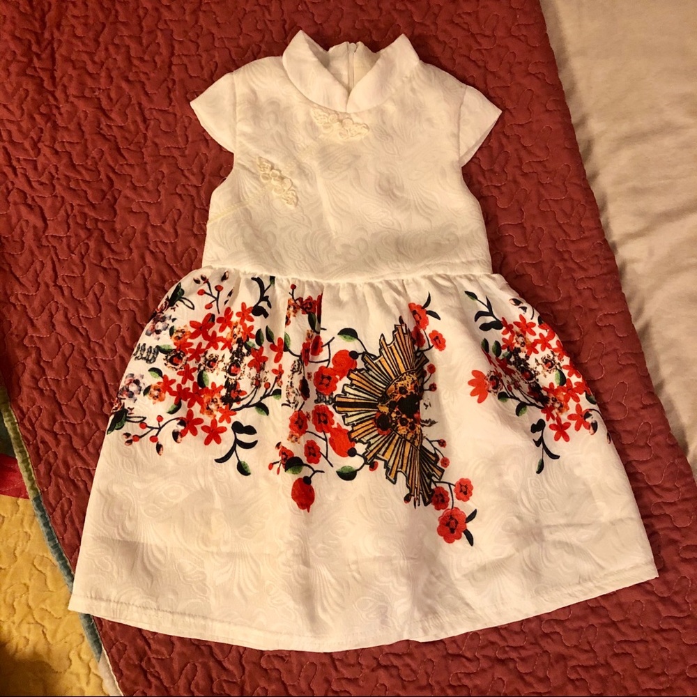 Mandarin Collar Floral Dress